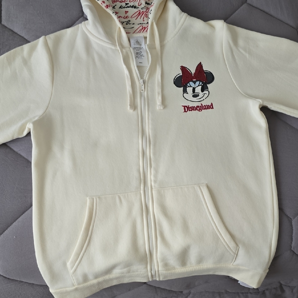 Disney Cream Zip-Up Hoodie with Minnie Mouse Design